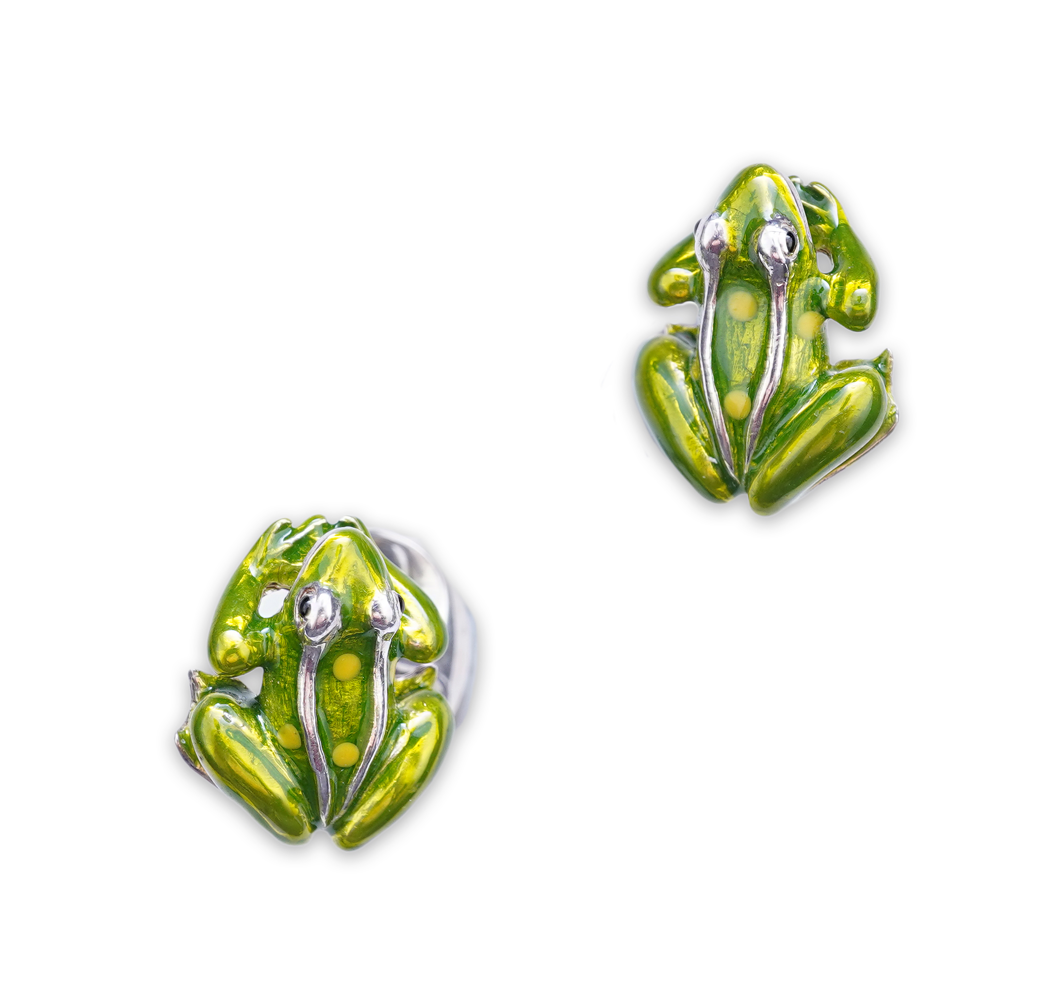 A modern pair of silver and polychrome enamel set oval cufflinks, 18mm.